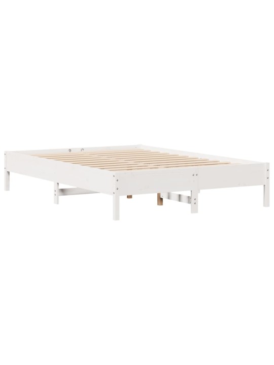 Postel s knihovnou bez matrace bílá 140x190 cm masivní borovice