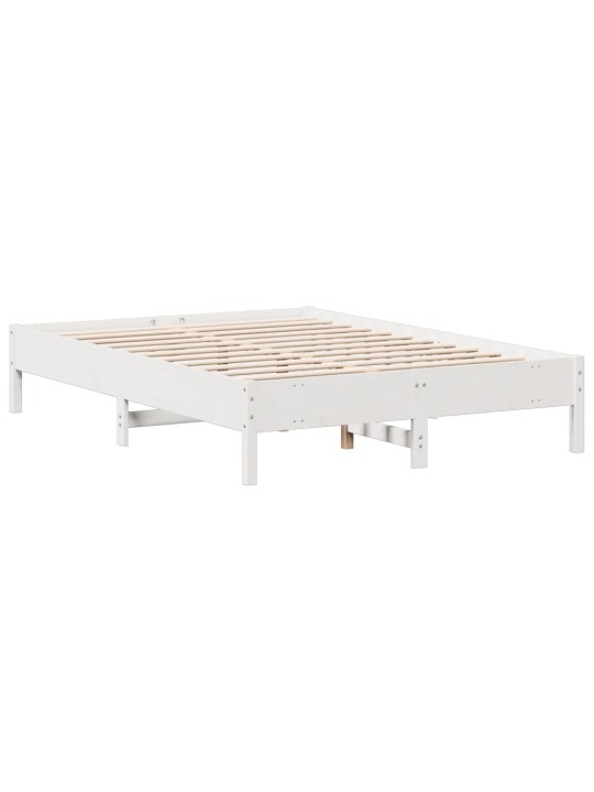 Postel s knihovnou bez matrace bílá 140x190 cm masivní borovice