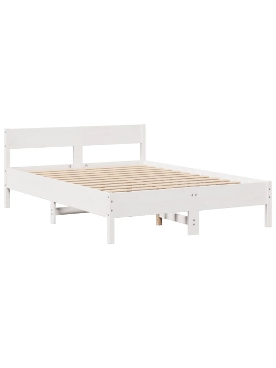 Postel s knihovnou bez matrace bílá 140x190 cm masivní borovice