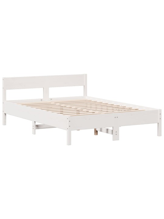 Postel s knihovnou bez matrace bílá 140x190 cm masivní borovice