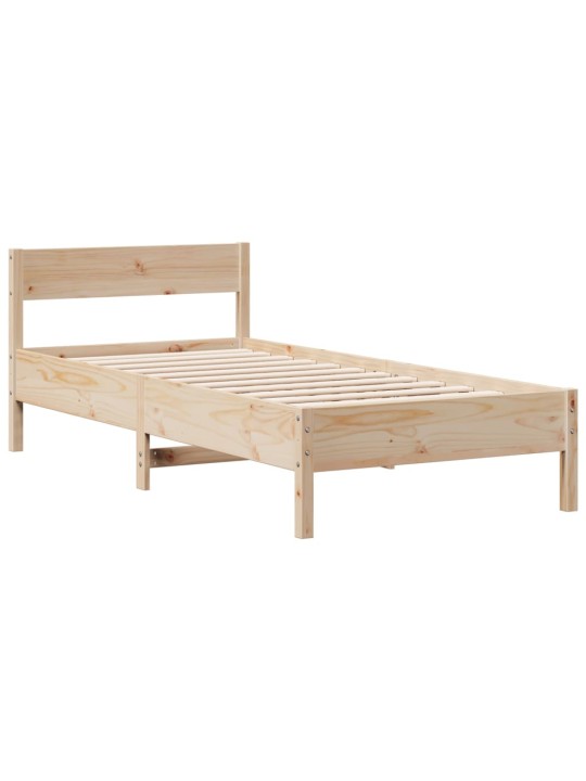 Postel s knihovnou bez matrace 90 x 190 cm masivní borovice
