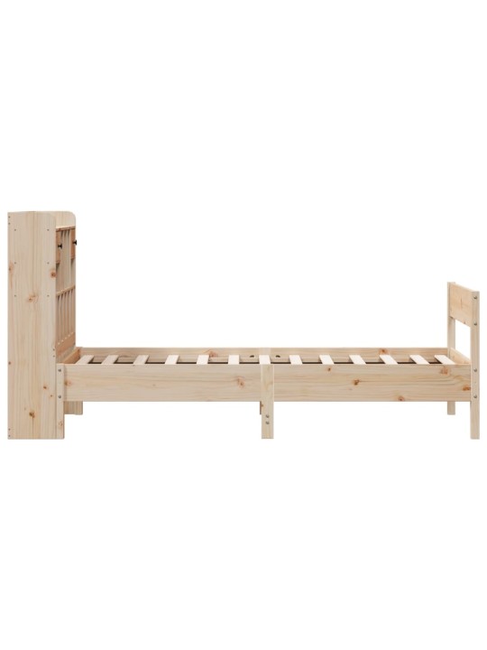 Postel s knihovnou bez matrace 75 x 190 cm masivní borovice