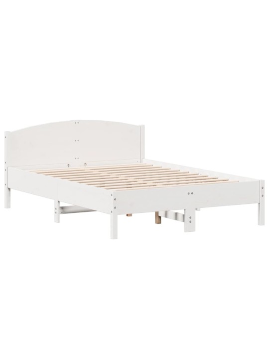 Postel s knihovnou bez matrace bílá 160x200 cm masivní borovice