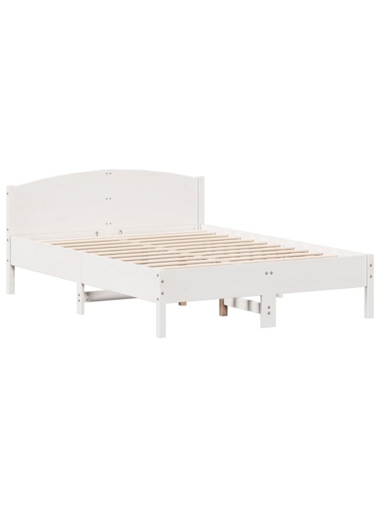 Postel s knihovnou bez matrace bílá 140x190 cm masivní borovice