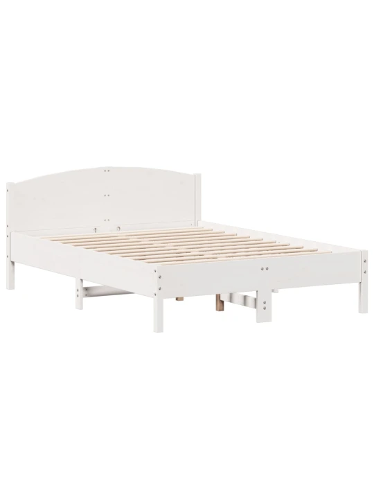 Postel s knihovnou bez matrace bílá 140x190 cm masivní borovice