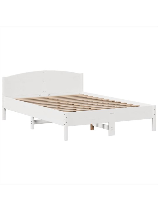 Postel s knihovnou bez matrace bílá 160x200 cm masivní borovice