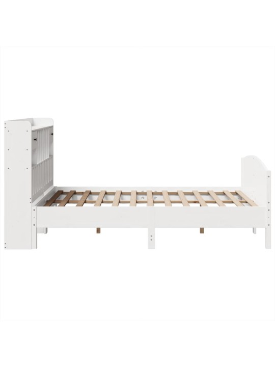 Postel s knihovnou bez matrace bílá 140x190 cm masivní borovice