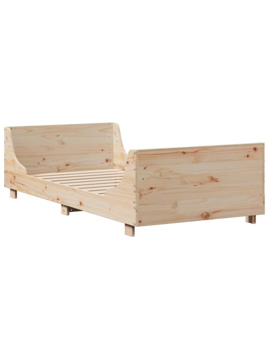 Postel s knihovnou bez matrace 100 x 200 cm masivní dřevo