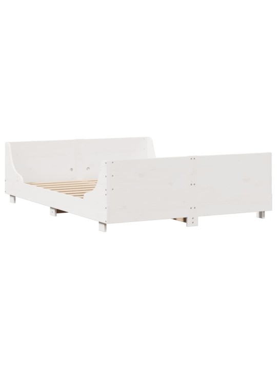 Postel s knihovnou bez matrace bílá 140 x 190 cm masivní dřevo