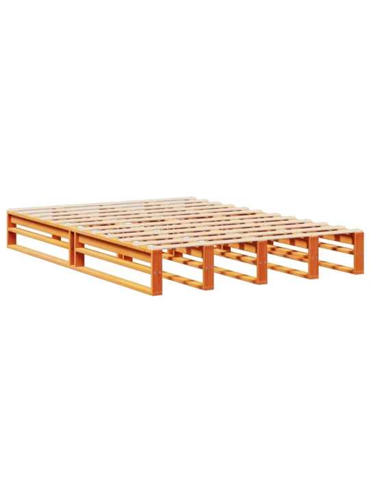Postel s knihovnou bez matrace hnědá 150 x 200 cm masivní dřevo