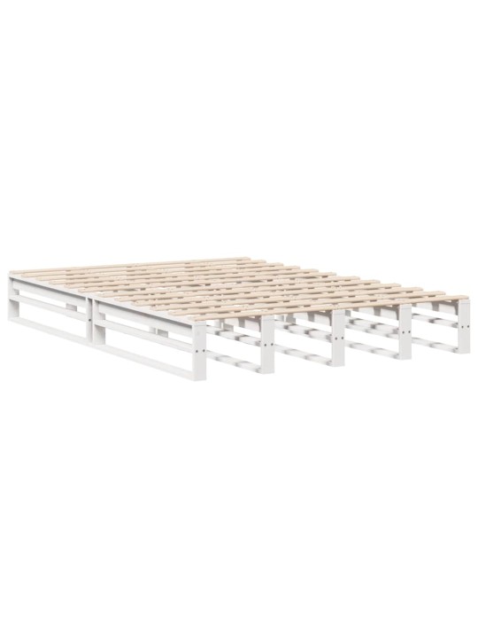 Postel s knihovnou bez matrace bílá 140 x 190 cm masivní dřevo
