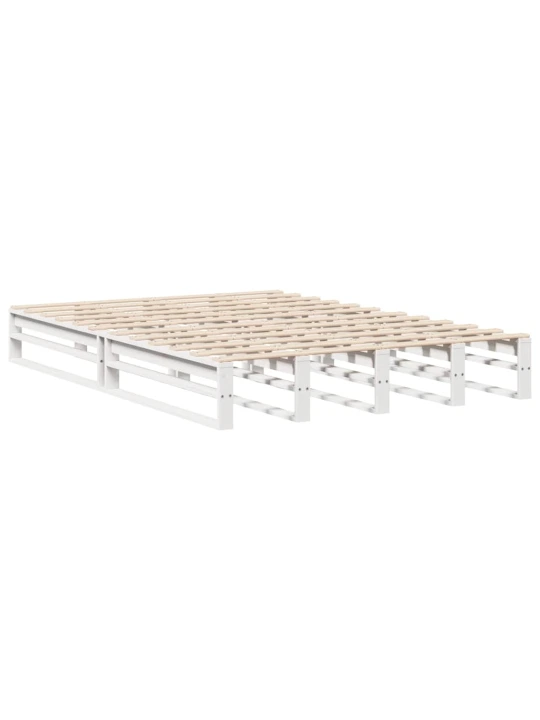 Postel s knihovnou bez matrace bílá 140 x 190 cm masivní dřevo