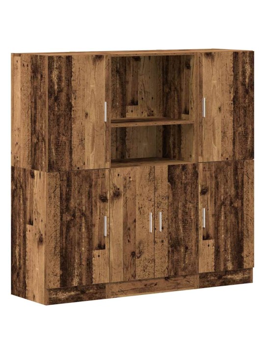 Sada 3 kusů kuchyňských skříněk old wood kompozitní dřevo