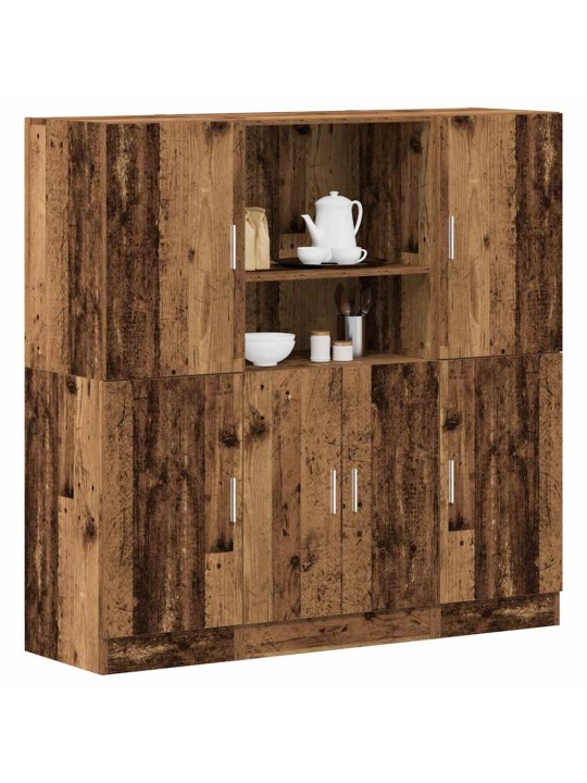 Sada 3 kusů kuchyňských skříněk old wood kompozitní dřevo