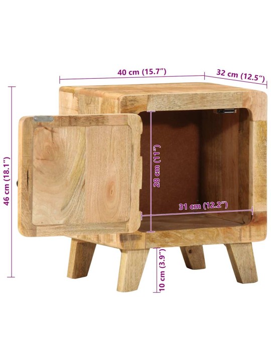 Noční stolek 40x32x46 cm masivní hrubé mangovníkové dřevo