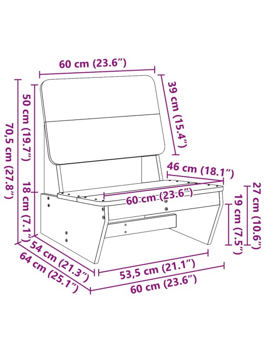 Zahradní židle 2 ks 60x64x70,5 cm masivní dřevo douglasky