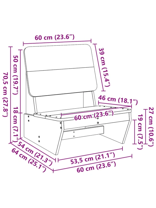 Vidaxl zahradní židle 2 ks 60x64x70,5 cm impregnované borové dřevo