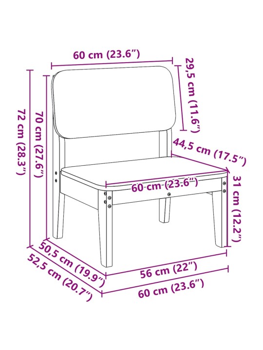 Zahradní židle 2 ks 60x52,5x72 cm masivní borové dřevo