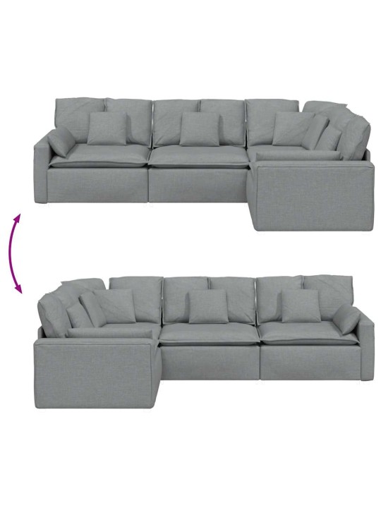 Modulární pohovka s polštáři textil světle šedá