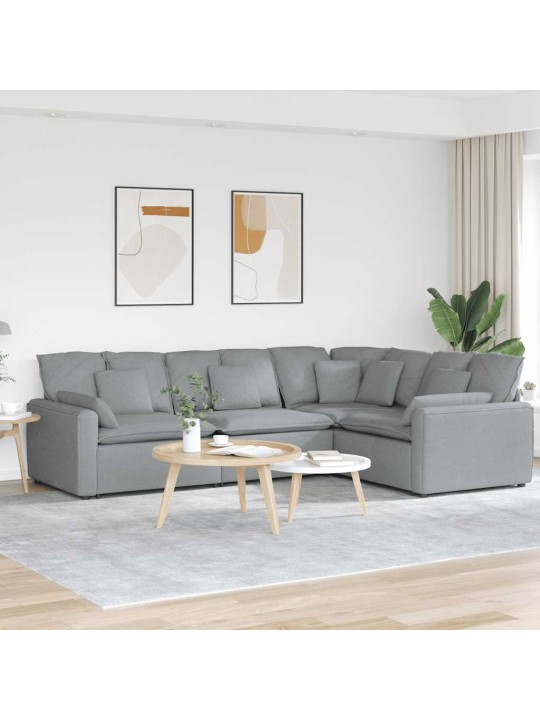 Modulární pohovka s polštáři textil světle šedá