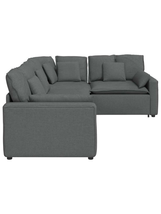 Modulární pohovka s polštáři textil tmavě šedá
