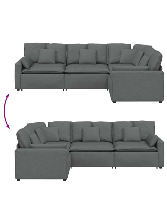 Modulární pohovka s polštáři textil tmavě šedá