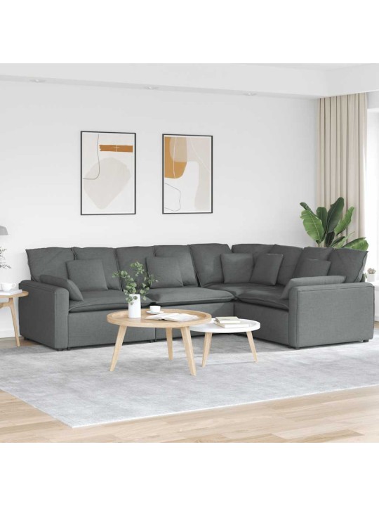 Modulární pohovka s polštáři textil tmavě šedá