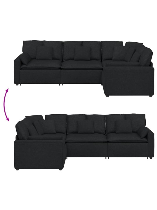 Modulární pohovka s polštáři textil černá