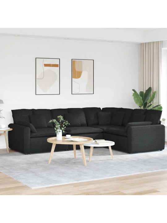 Modulární pohovka s polštáři textil černá