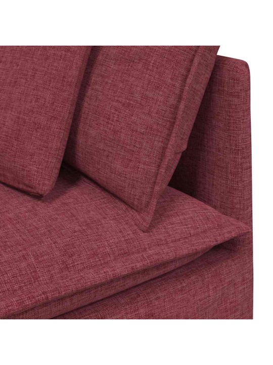 Modulární pohovka s polštáři textil vínově červená