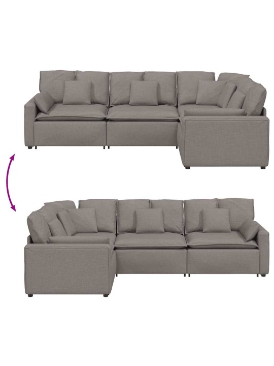 Modulární pohovka s polštáři textil taupe