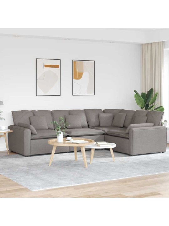 Modulární pohovka s polštáři textil taupe