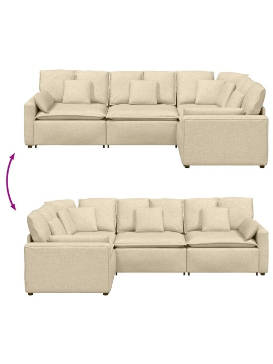 Modulární pohovka s polštáři textil krémová