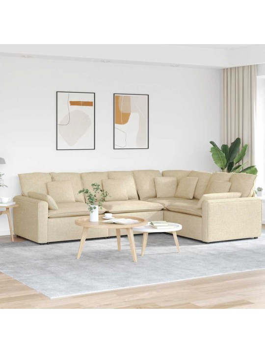 Modulární pohovka s polštáři textil krémová