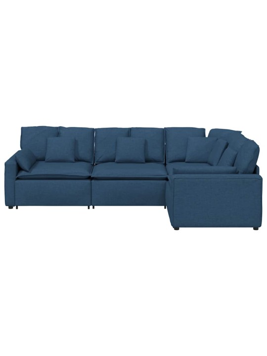 Modulární pohovka s polštáři textil modrá