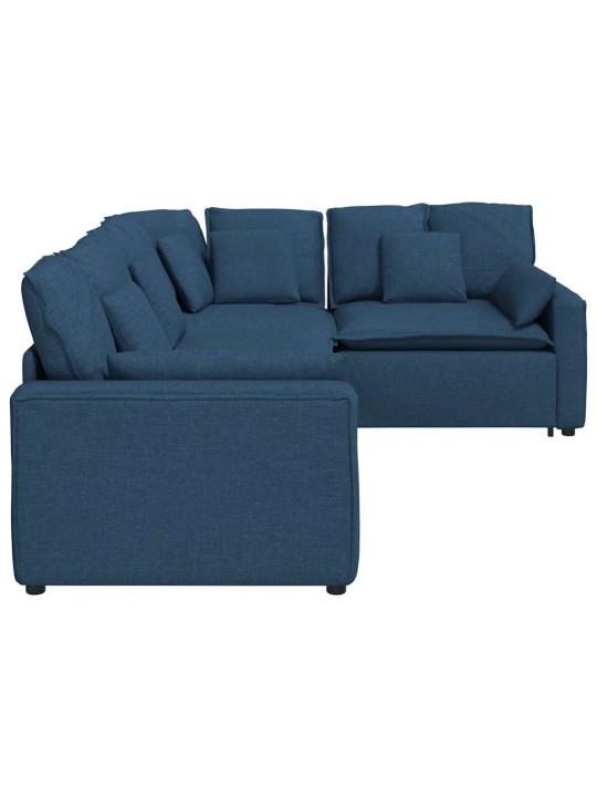 Modulární pohovka s polštáři textil modrá