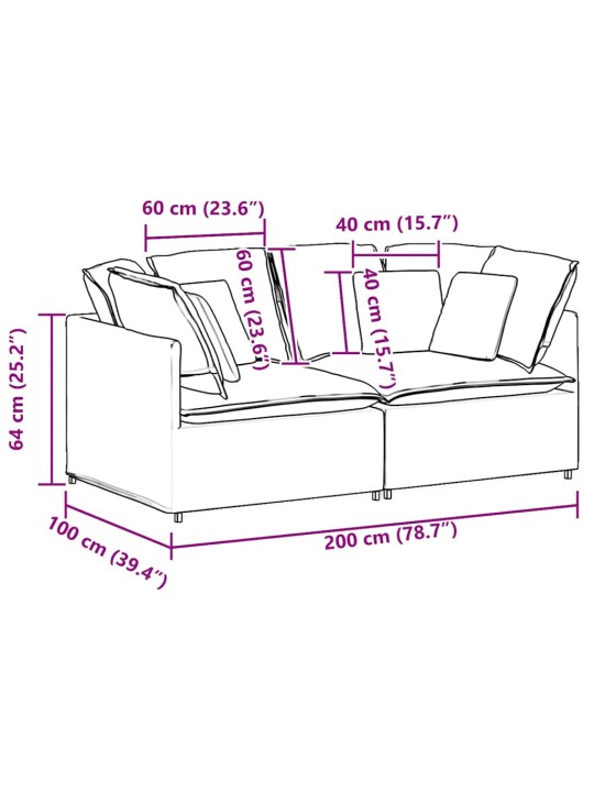 Modulární pohovka s polštáři textil tmavě zelená
