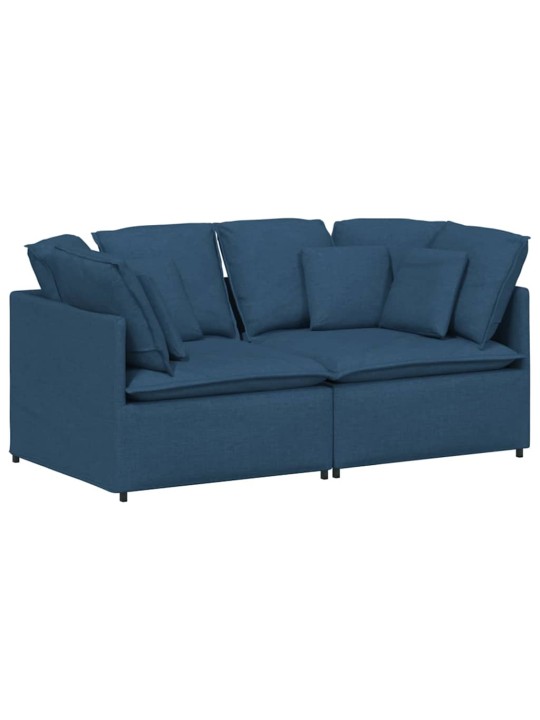 Modulární pohovka s polštáři textil modrá