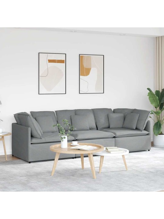 Modulární pohovka s polštáři textil světle šedá