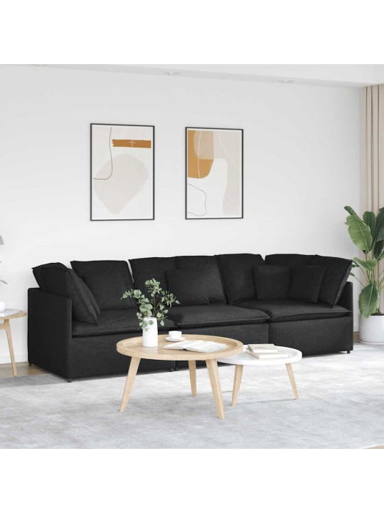 Modulární pohovka s polštáři textil černá