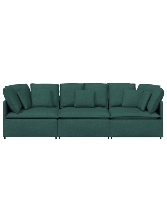 Modulární pohovka s polštáři textil tmavě zelená