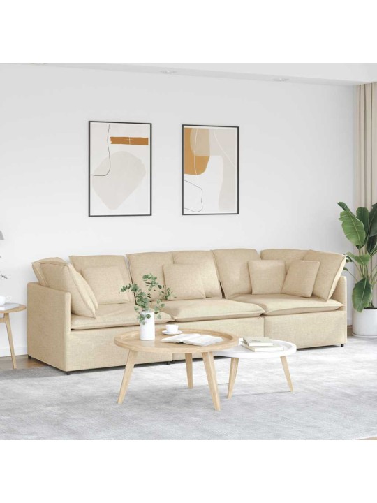 Modulární pohovka s polštáři textil krémová
