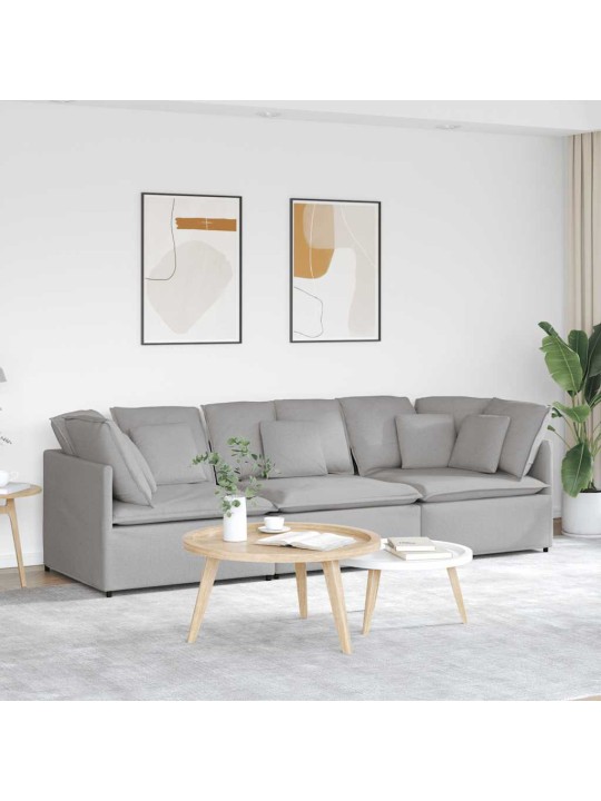 Modulární pohovka s polštáři textil obláčkově šedá