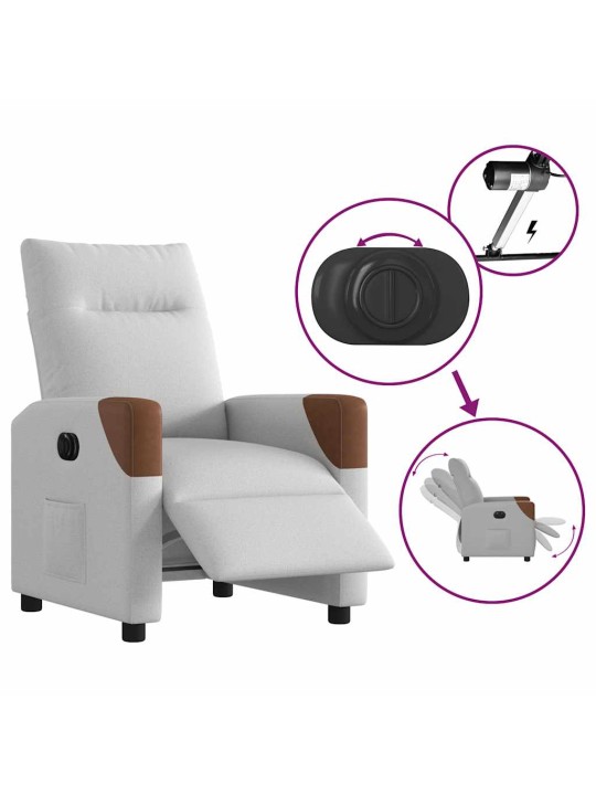 Elektrické polohovací křeslo obláčkově šedé textil