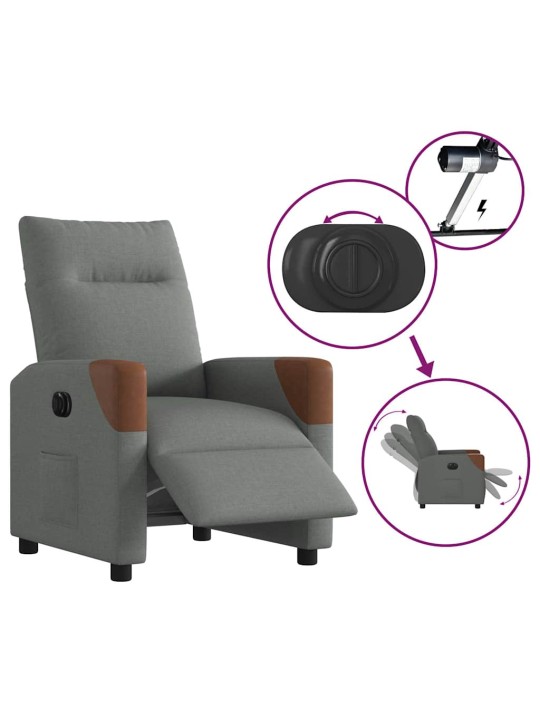 Elektrické polohovací křeslo tmavě šedé textil