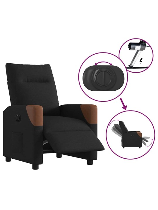 Elektrické polohovací křeslo černé textil