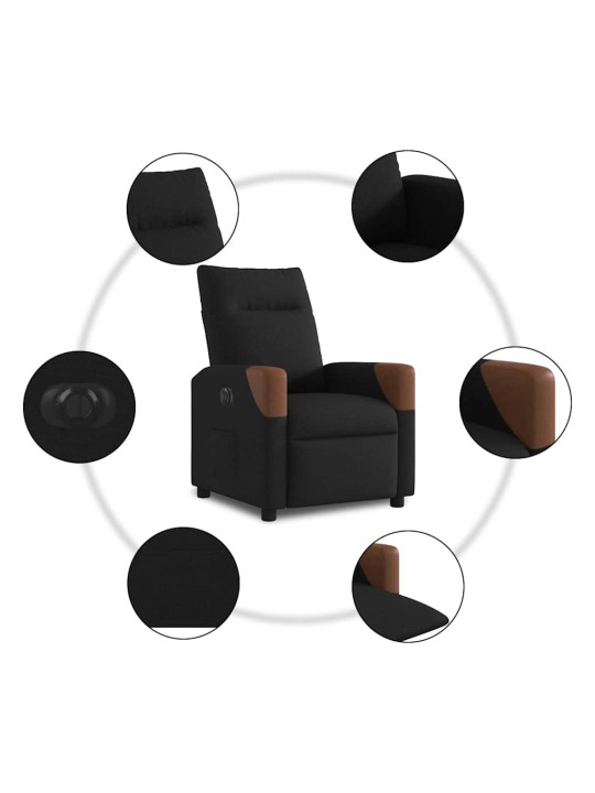 Elektrické polohovací křeslo černé textil