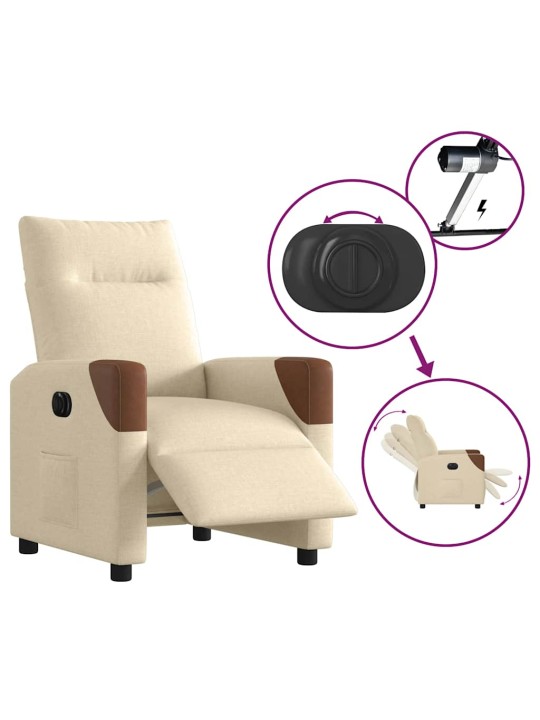 Elektrické polohovací křeslo krémové textil