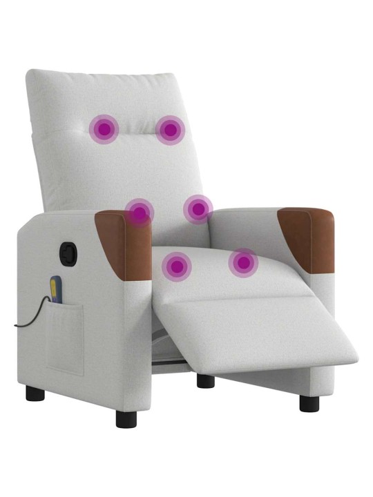 Elektrické masážní polohovací křeslo obláčkově šedé textil