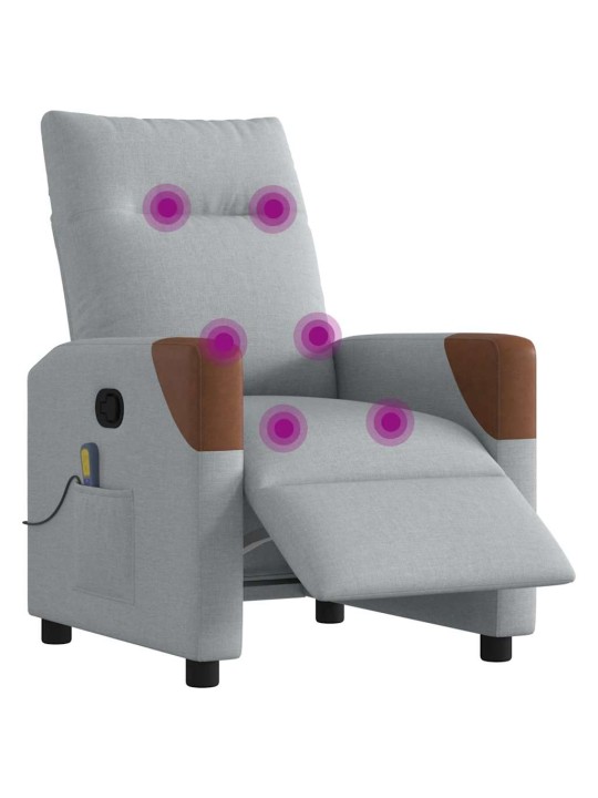 Elektrické masážní polohovací křeslo světle šedé textil